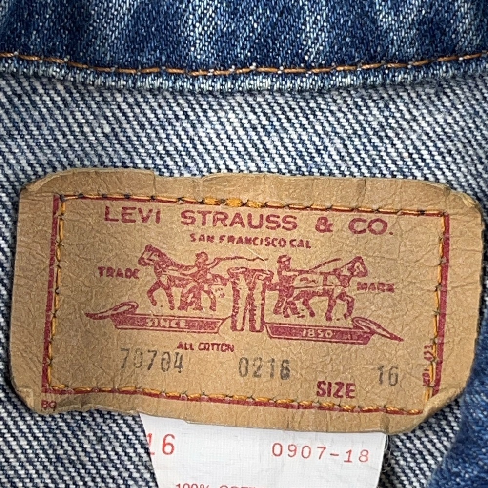 Vintage Levis Jacket Boys Size 16 Blue Denim Trucker Made USA 70704 0216 90s - Picture 4 of 14